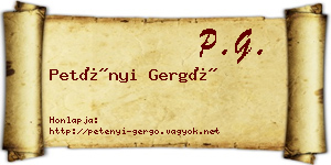 Petényi Gergő névjegykártya
